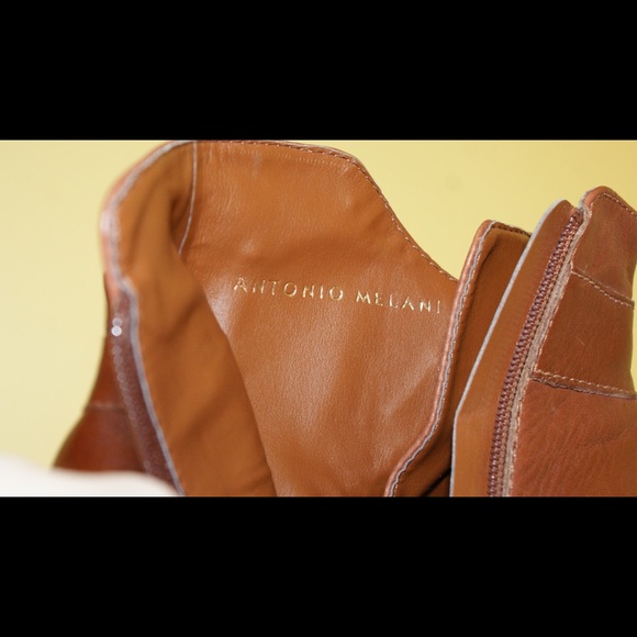 Antonio Melani Brown Leather Ankle Booties - Picture 6 of 8